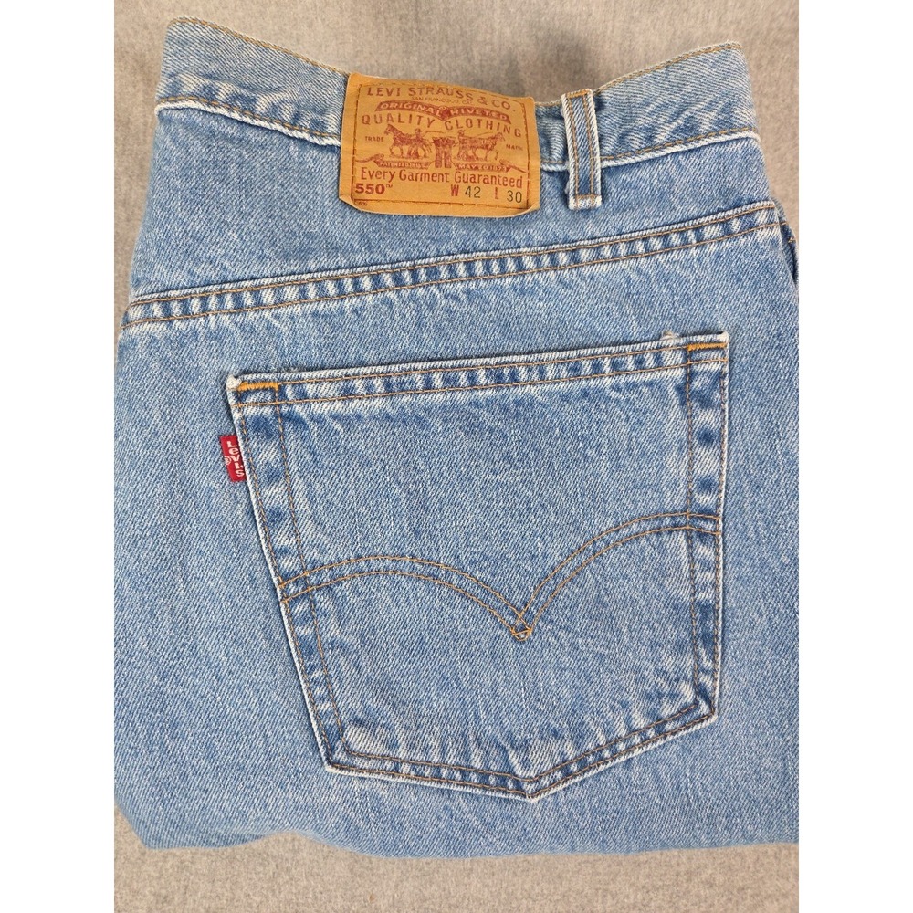 Vintage 2000 USA‎ Made Levis 550 Jeans Mens 42x30 Light Wash Relaxed Fit Retro